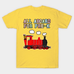All Aboard For Pre-K Steam Train (Red) T-Shirt